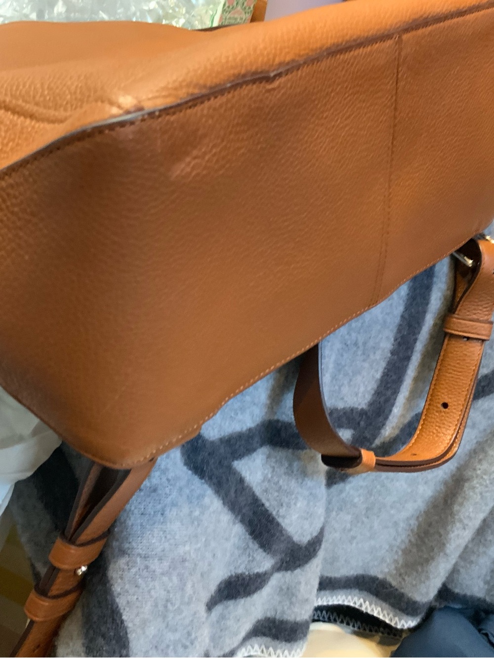 Cole Haan Tan Leather Tote-Style Backpack - Picture 8 of 11